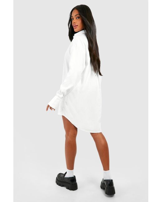 Boohoo White Wide Sleeve Boxy Oversized Shirt Dress