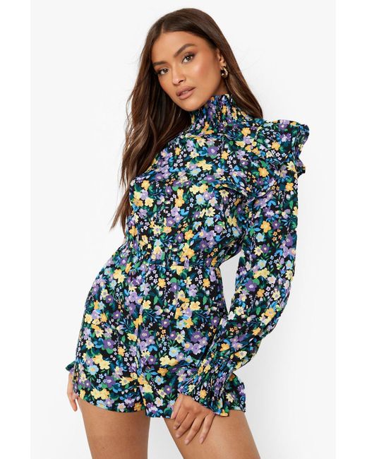 floral ruffle romper