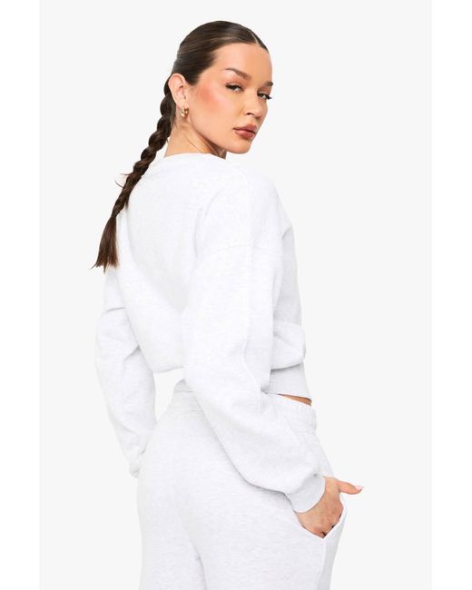 Boohoo White Deep Hem Boxy Oversized Sweatshirt