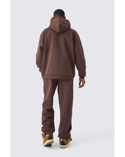 BoohooMAN Brown Phoenix Oversized Hooded Tracksuit for men