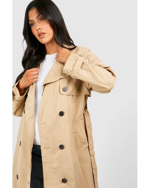 Maternity Belted Trench Coat Boohoo de color Blue
