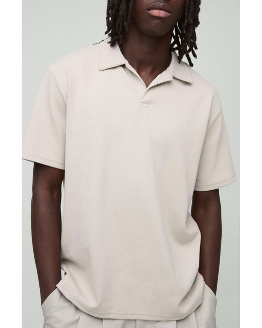 Boohoo Natural Regular Fit Short Sleeve Smart Polo