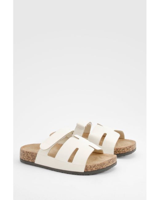 Boohoo White Cut Out Strap Detail Sliders