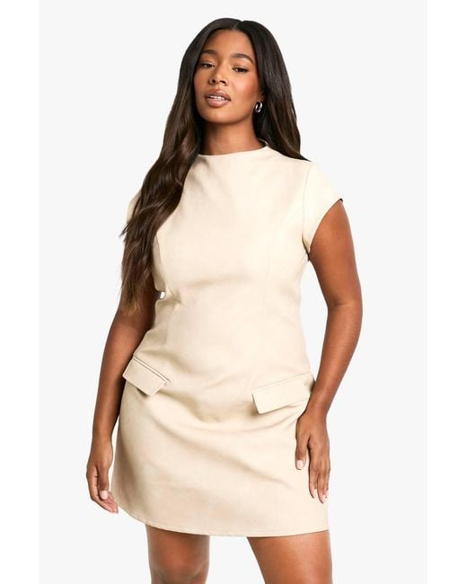 Boohoo Natural Plus Structured Mini Dress