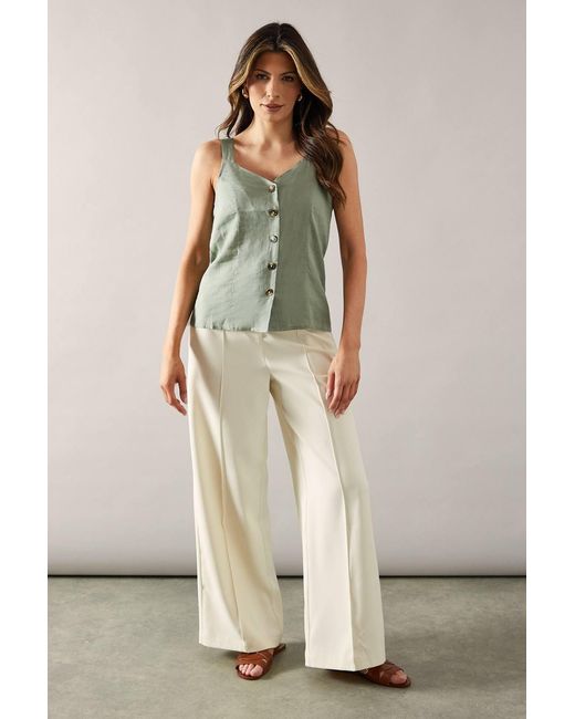 Wallis Green Button Through Cami Top
