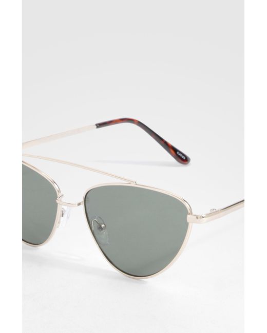 Triangular Metal Frame Sunglasses Boohoo de color Brown