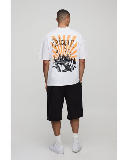 Boohoo Gray Oversized Extended Neck Batmobile License T-Shirt