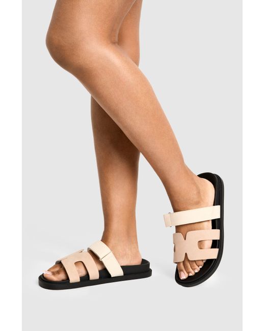 Boohoo Natural Wide Fit Contrast Cut Out Slider