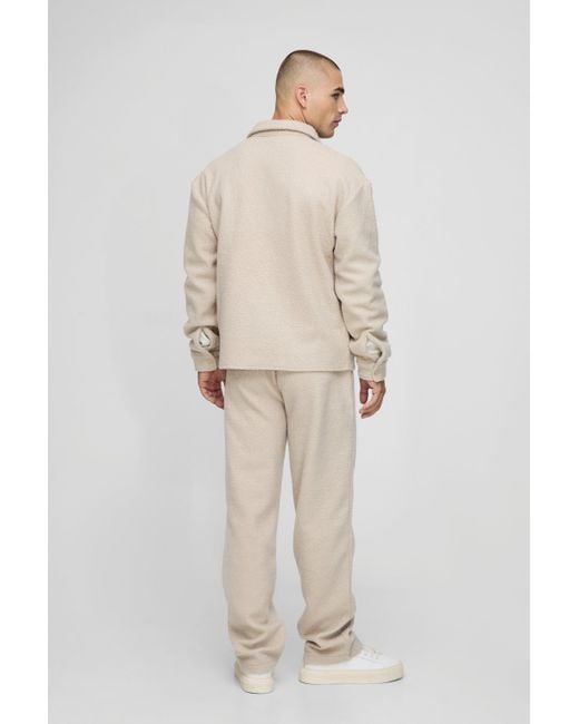 Boohoo Natural Relaxed Fit Boucle Elasticated Waist Trouser