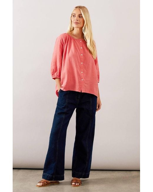 Wallis Petite Textured Button Blouse