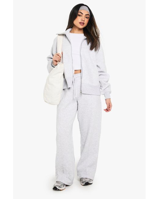 Chándal Con Sudadera Bomber Y Cremallera Boohoo de color White