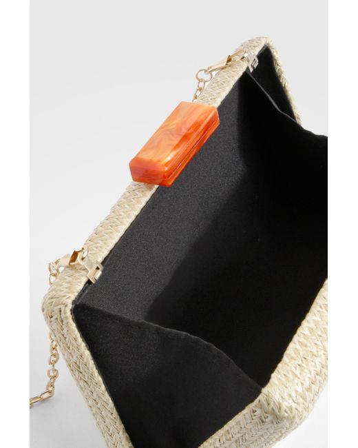 Box Clutch Bag Boohoo de color Orange