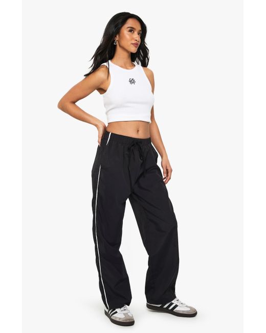 Boohoo Blue Petite Side Stripe Nylon Trackpant