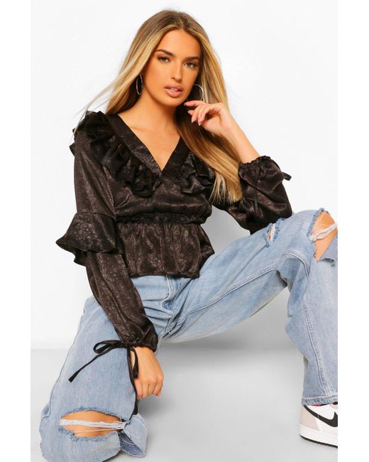 Boohoo ruffle blouse Clearance