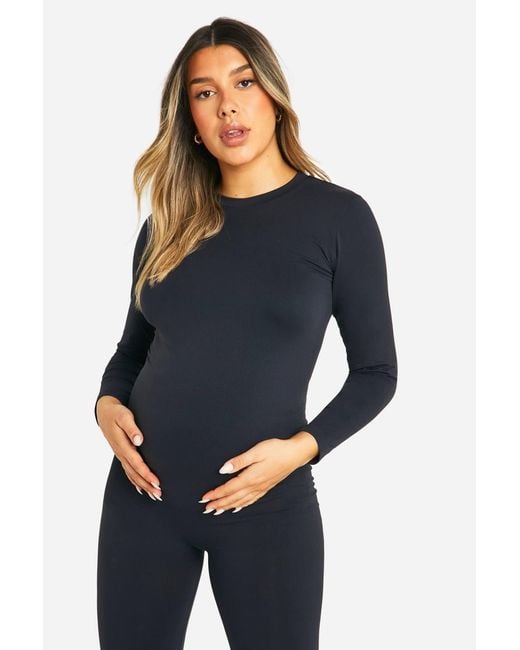 Boohoo Blue Maternity Soft Touch Longsleeve Basic Top