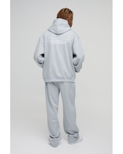 BoohooMAN Gray Tall Oversized Homme Hooded Split Hem Tracksuit for men
