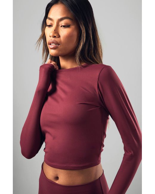 Boohoo Red Dsgn Studio Supersoft Peached Sculpt Long Sleeve Top