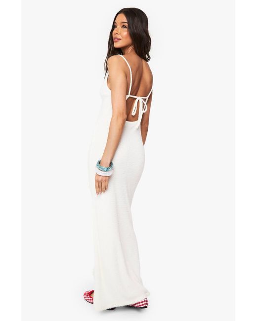 Boohoo Knitted Flower Detail Crochet Maxi Dress in Green | Lyst