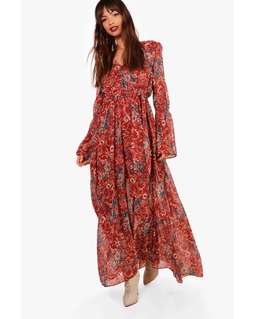 orange bohemian dress