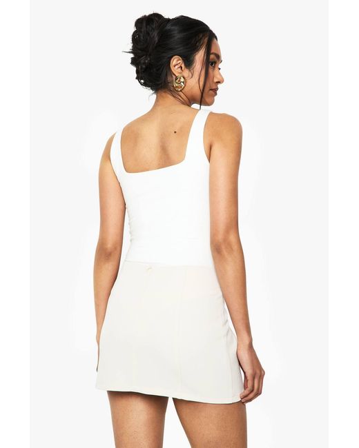 Boohoo White Split Front Micro Mini Skirt