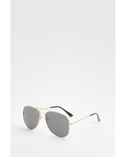 Boohoo White Gold Frame Aviator Sunglasses
