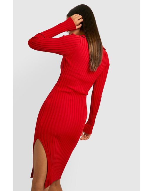 Two Tone Wide Rib Knitted Midaxi Dress 