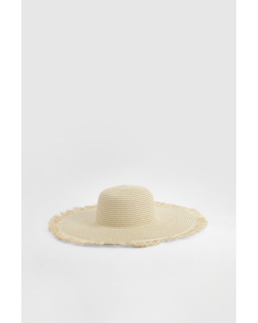 Fringed Straw Summer Hat Boohoo de color Natural