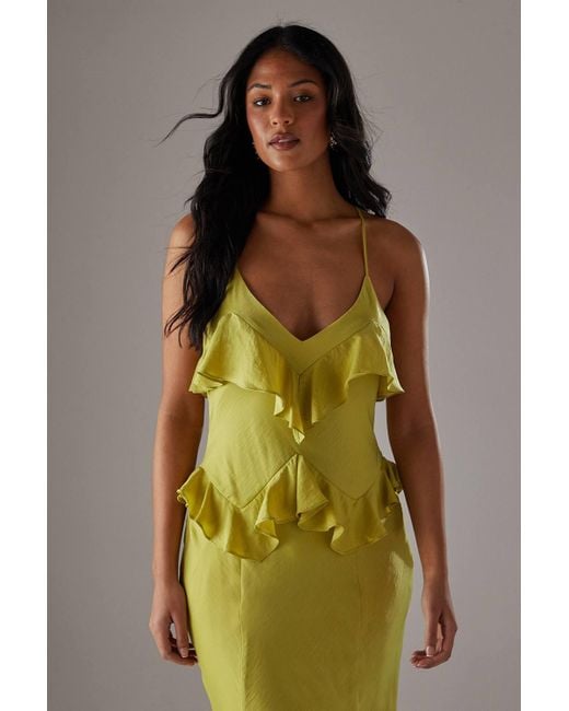 warehouse green silk dress Warehouse Women's Silk Floral Mini Dress | UK10 main image 0