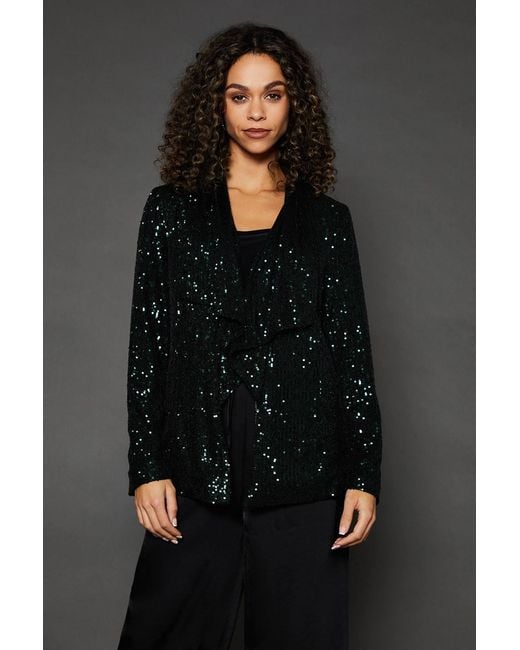 Wallis Black Sequin Waterfall Jacket