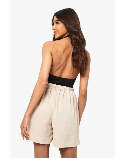 Boohoo Natural Woven Drawstring Shorts