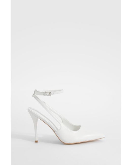 Boohoo White Cut Out Detail Lace Up Court Shoes