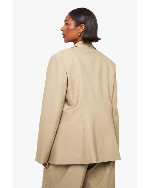 Boohoo Natural Plus Tailored Wrap Blazer
