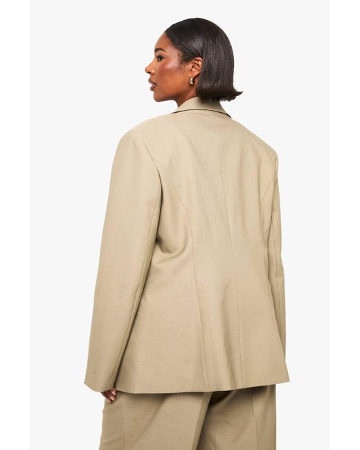 Boohoo Natural Plus Tailored Wrap Blazer