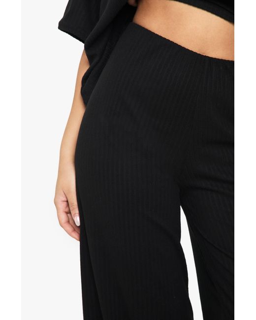 Conjunto De Pantalón De Pernera Ancha Y Top Oversize De Canalé Boohoo de color Black