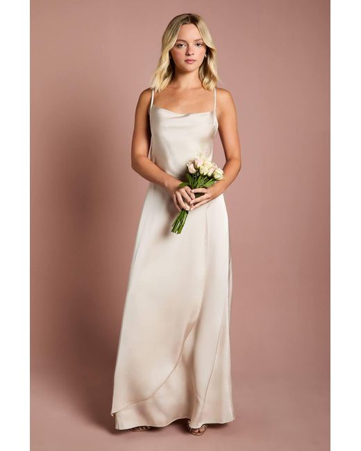 waterfall bridesmaid dress Florence Waterfall Bridesmaids Dress in Forest Green Satin main image 0
