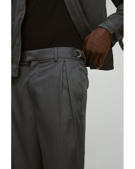BoohooMAN Strukturierte Hose mit breiter Passform in Black für Herren