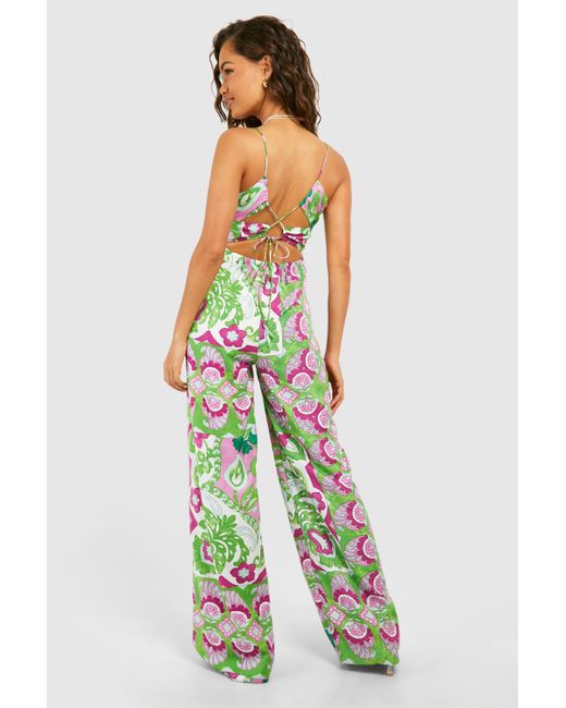 Boohoo Green Strappy Jumpsuit