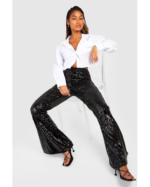 High Waisted Sequin Flare Pants  Nasty Gal