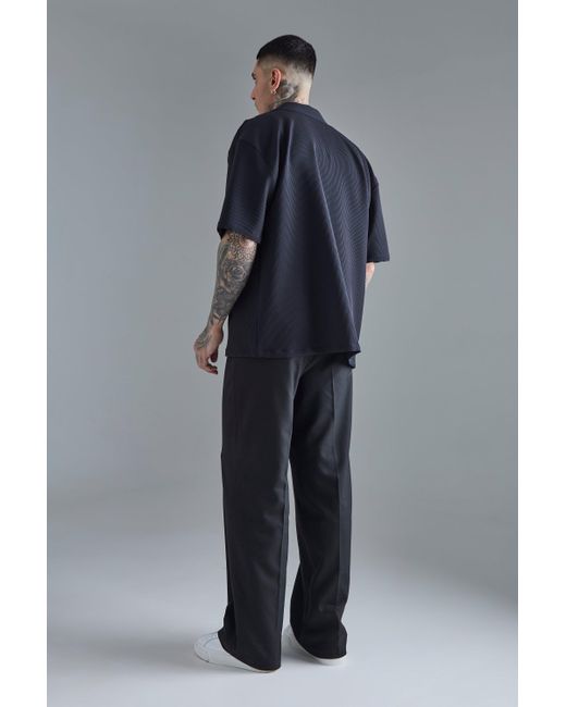 BoohooMAN Tall Side Stripe Drawcord Crop Straight Fit Trousers in Black für Herren
