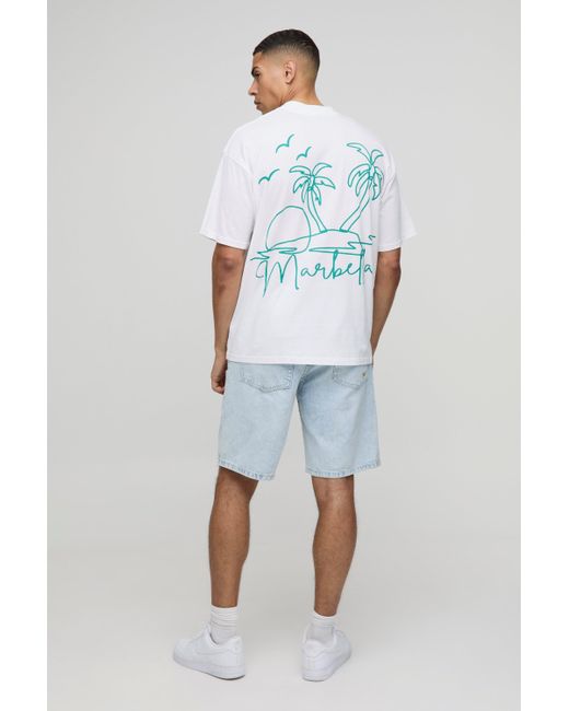 BoohooMAN Oversize T-Shirt mit Marmor-Print in Blue für Herren