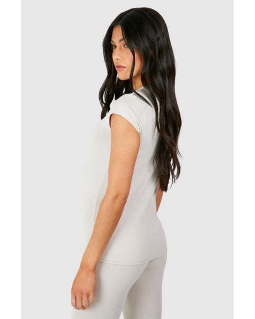 Boohoo White Maternity Cap Sleeve Modal Fitted T-shirt