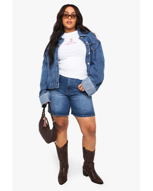 Camiseta Plus De Bebe Con Cowgirls Club Boohoo de color Blue