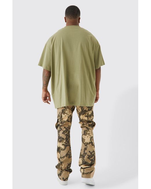 BoohooMAN Metallic Plus Fixed Waist Skinny Stacked Flare Pixel Cargo Trouser for men