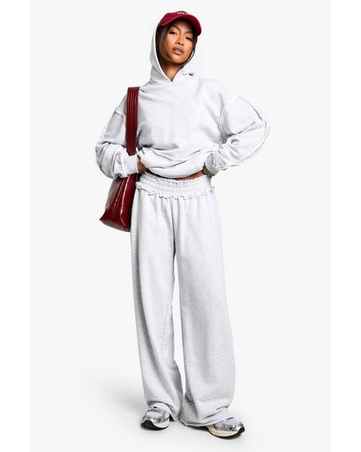 Boohoo White Reverse Loopback Straight Leg Jogger