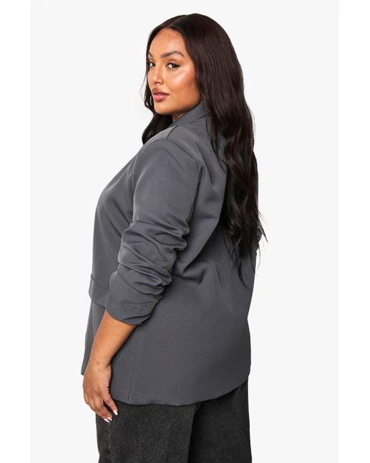 Boohoo Black Plus Woven Double Breasted Oversized Blazer
