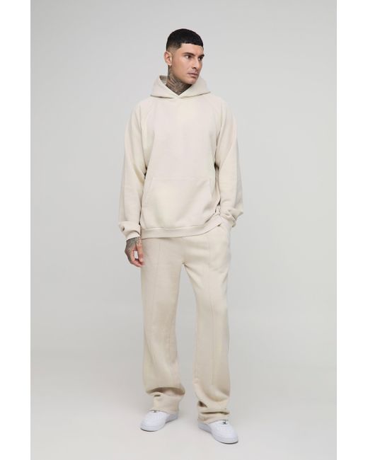 BoohooMAN Tall Oversize Raglan Trainingsanzug mit Kapuze in Natural für Herren