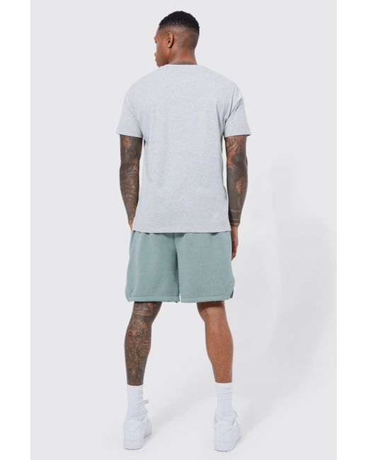 BoohooMAN Blue Relaxed Limited Heavyweight Volley Short for men