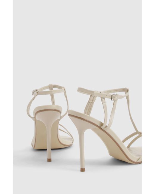 Strappy T Bar Detail Stiletto Heels Boohoo de color Natural