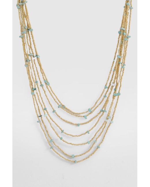 Layered Beaded Necklace Boohoo de color White