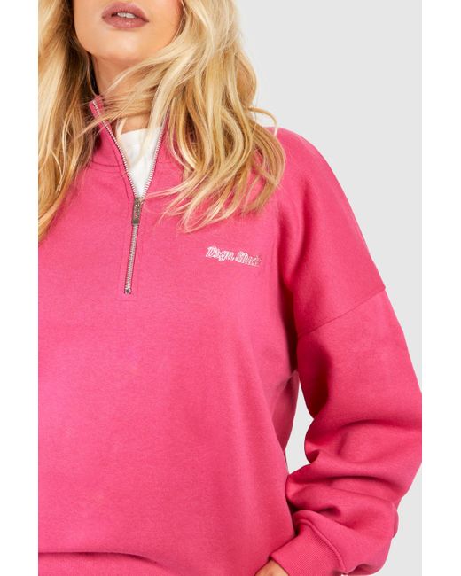 Dsgn Studio Script Oversized Half Zip Sweatshirt Boohoo de color Pink